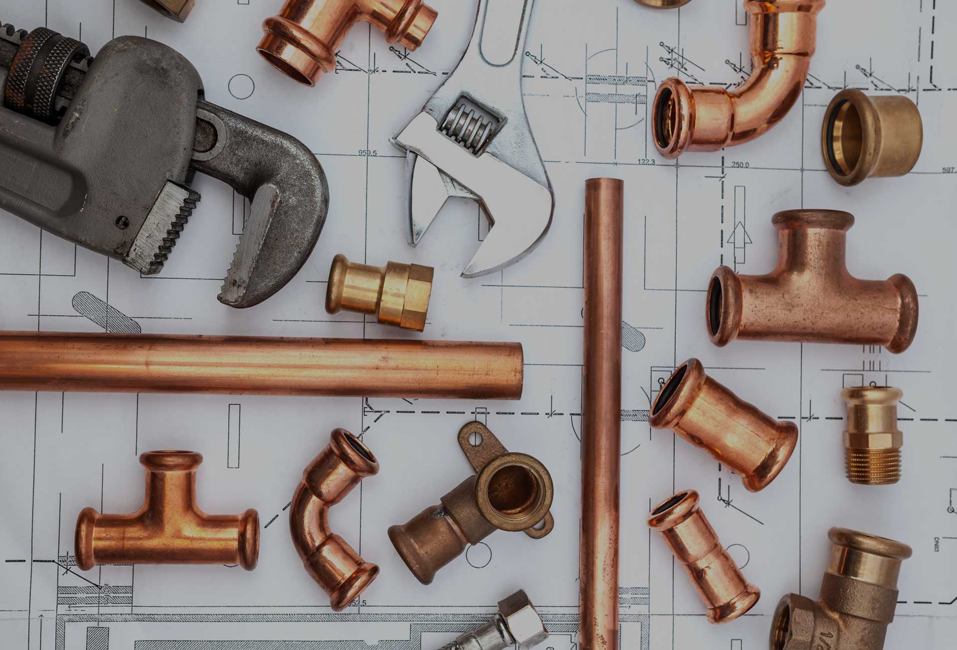 Copper Piping on blueprints